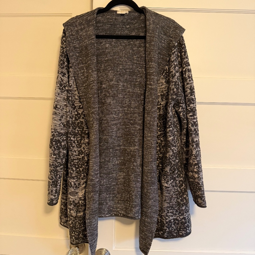 J Jill Black/Grey Cardigan: Size XL